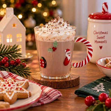 WD LifeStyle Santa Claus Glass Mug 425 ml – Christmas Mug Gift Idea