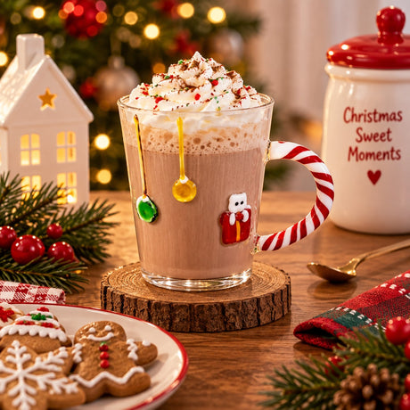 WD LifeStyle Christmas Glass Mug 425 ml with Cat Design – Festive Mug Gift Idea