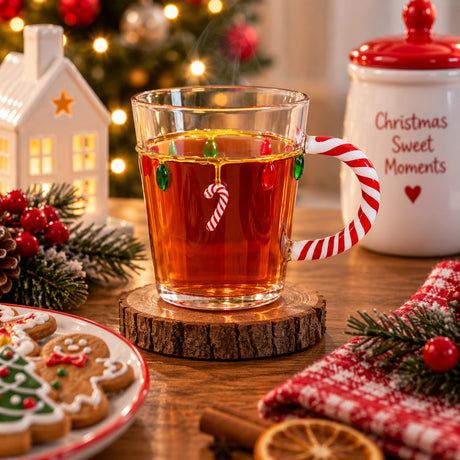 WD LifeStyle Christmas Glass Mug 425 ml with Fairy Lights Decoration – Christmas Mug Gift Idea