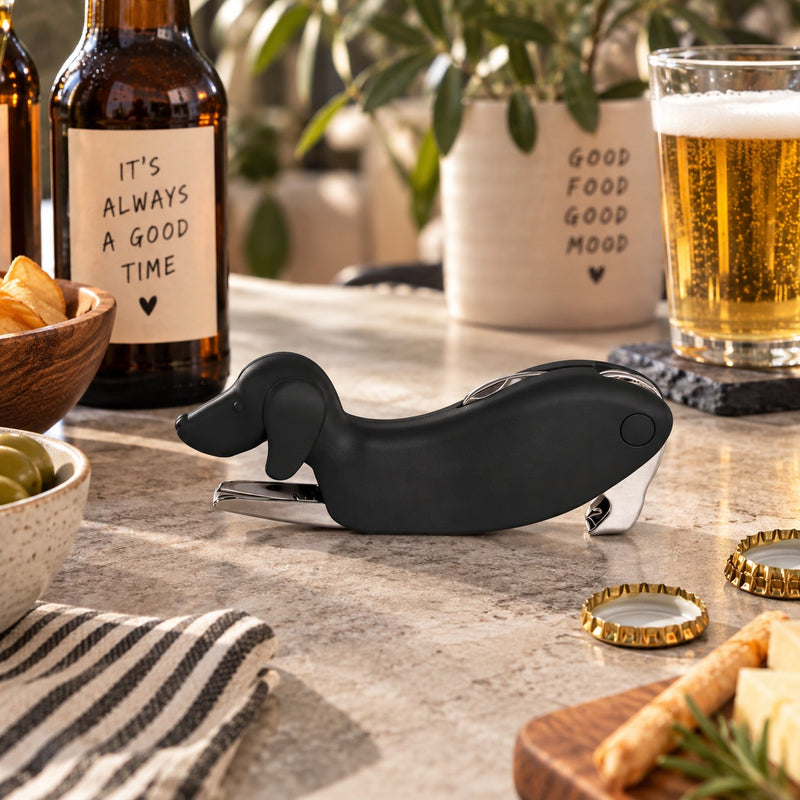 WD LifeStyle Apribottiglie Bassotto Nero – Accessorio Cucina Originale Idea Regalo