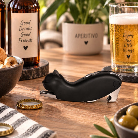 WD LifeStyle Black Cat Bottle Opener – Original Kitchen Accessory Gift Idea