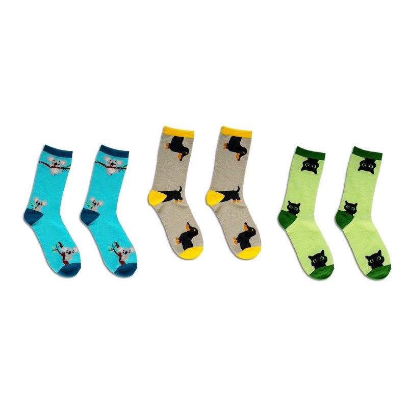 WD LifeStyle Set 3 Paia Calzini Animali Taglia Unica – Idea Regalo Natale