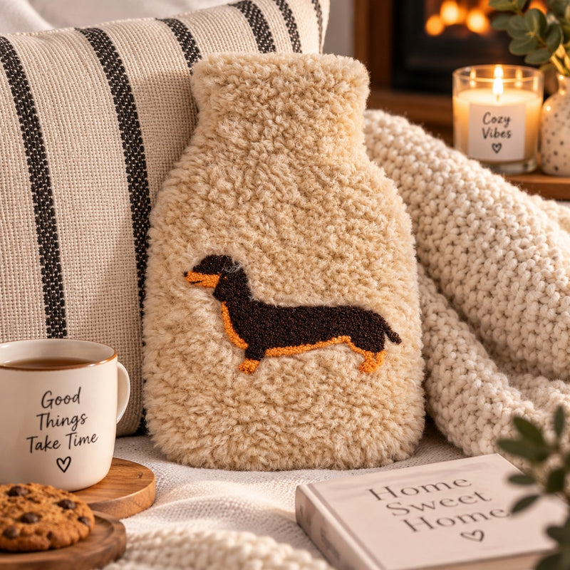 WD LifeStyle Borsa Riscaldante Bouclé Bassotto – Idea Regalo Natale