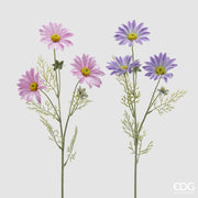 EDG Enzo De Gasperi Daisy Branch with 3 Flowers and Leaves H 65 cm Purple or Pink 1 Pc