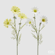 EDG Enzo De Gasperi Daisy Branch with 3 Flowers and Leaves H 65 cm White or Yellow 1 pc