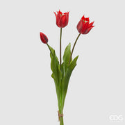 EDG Enzo De Gasperi Rubberized Tulip Olis 3 Branches H 48 Cm Red 1 Cf
