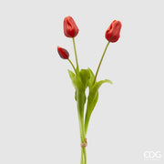 EDG Enzo De Gasperi Rubberized Tulip Olis 3 Branches H 48 Cm Red 1 Cf