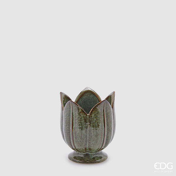 EDG Enzo De Gasperi Tulip Vase H 13 Cm D 11 Cm Green