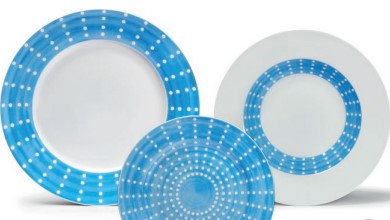 Set of 3 Tris Blue Pearl Plates