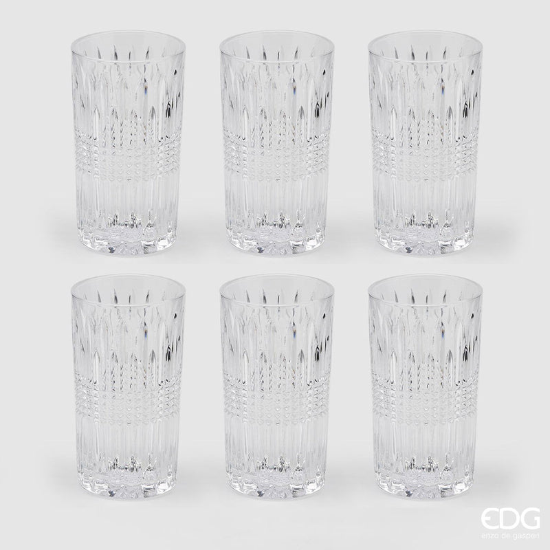EDG Enzo De Gasperi Striped Glass H 14 Cm D 8 Cm 6PCS